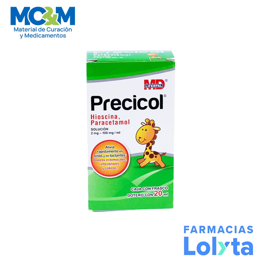 HIOSCINA PARACETAMOL 2MG 100MG/ML SOL GOTAS C/20 ML PRECICOL LAB LIFERPAL site Farmacias Lolyta